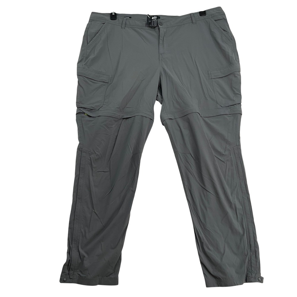 REI Co-op Sahara Convertible Hiking Pants Womens 22W Grey Relaxed Cargo Zip Off